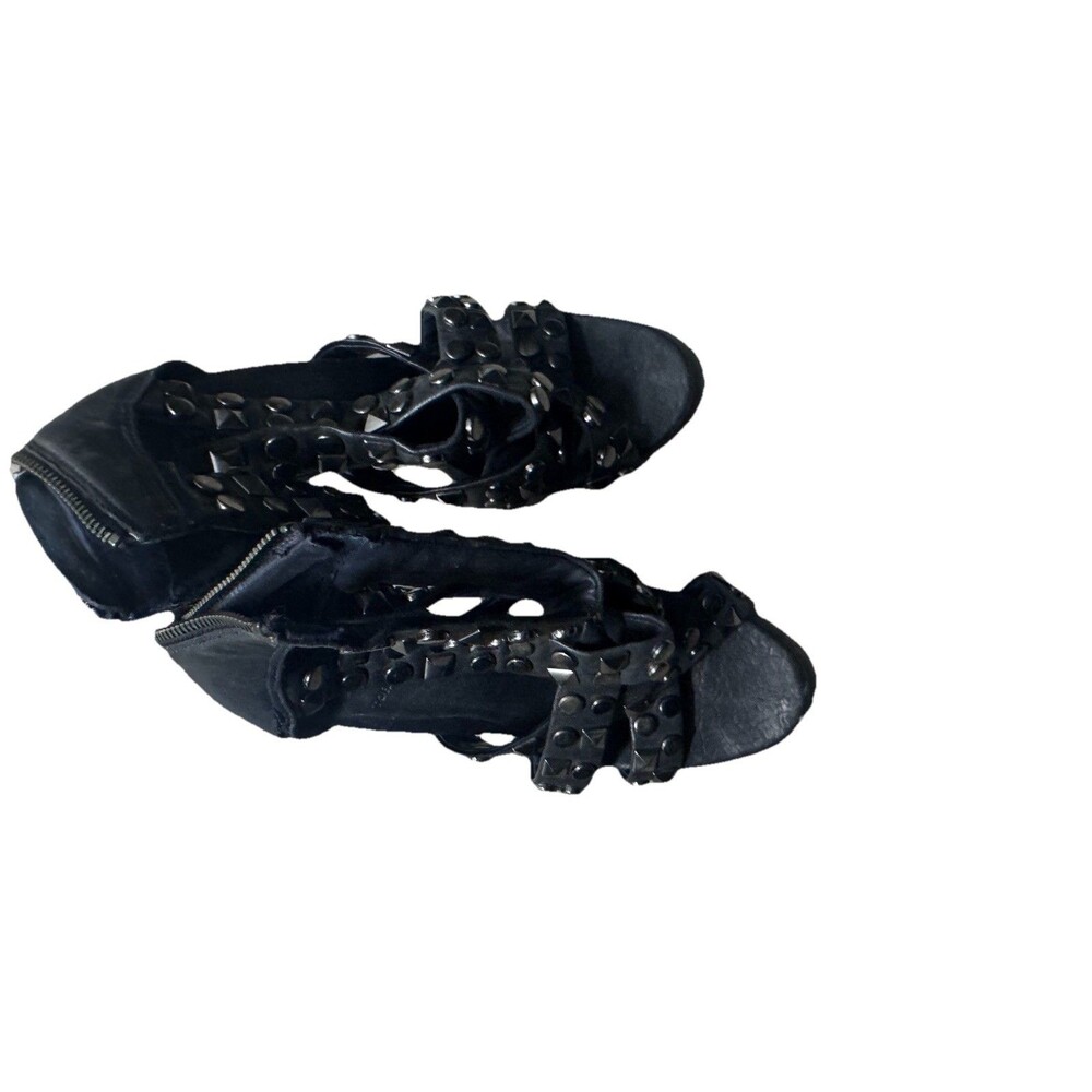 Tory Burch Size Black Leather Diamond Stud Strappy Heel Sandals Stilleto 9M US